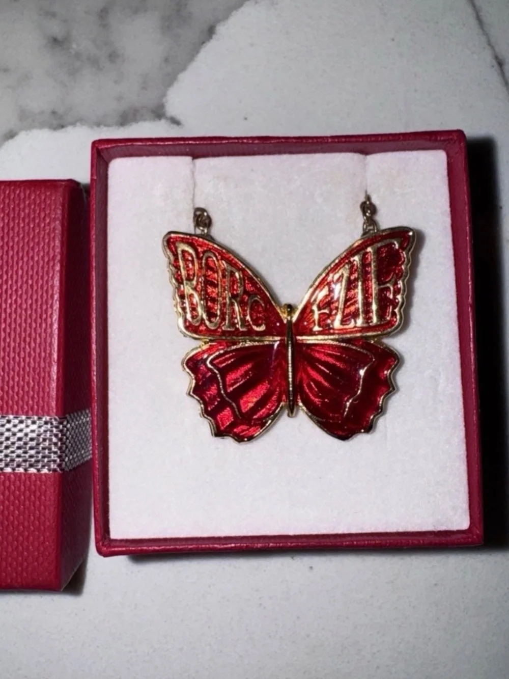 Gorgeous brand name Borgezie, butterfly enamel necklaces